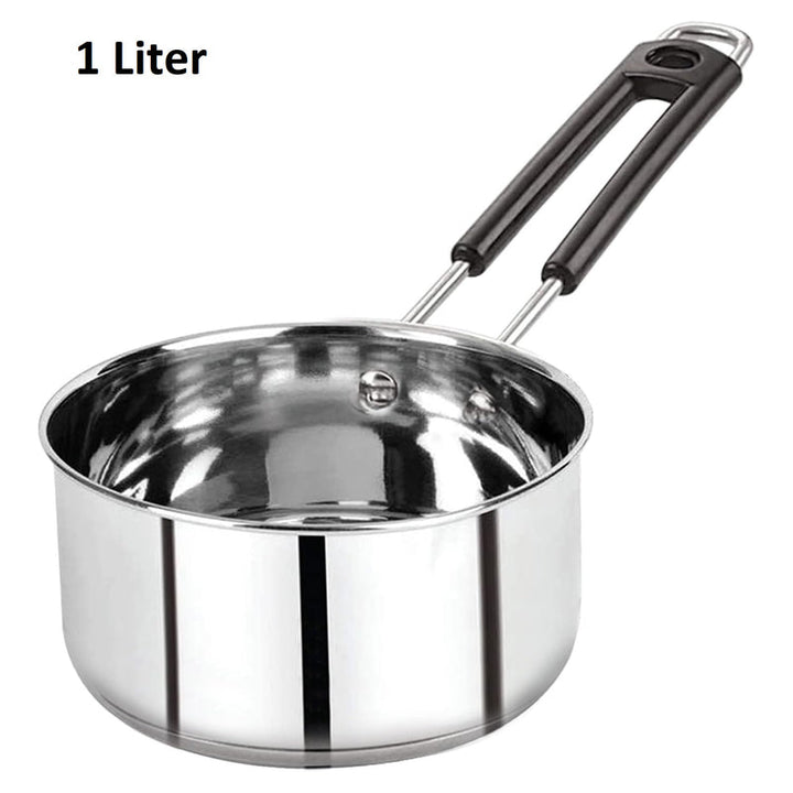 Heavy Gauge Stainless Steel Sauce Pan, Tea Pan, Milk Pan (Silver 1 Litre)