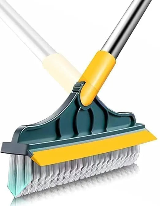 2 in 1 Floor Tiles Cleaning Brush with Wiper 120° Rotating Bathroom