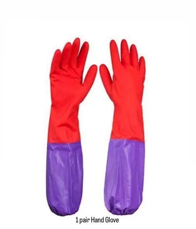 Reusable Rubber Latex PVC Flock lined Long Sleeves elbow length Hand Gloves