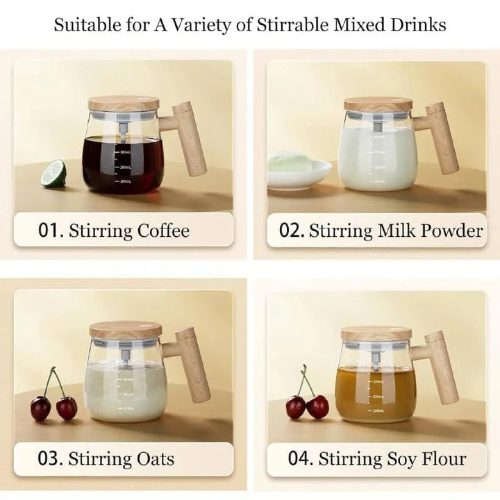 OYZEKX Electric Self-Stirring Coffee Mug Borosilicate Mixing Cup