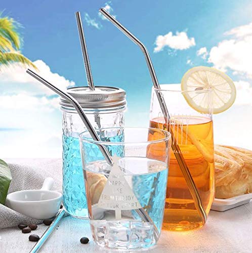 Reusable BPA-Free Metal, Thick, Long, Dishwasher Safe Stainless Steel Drinking Straws