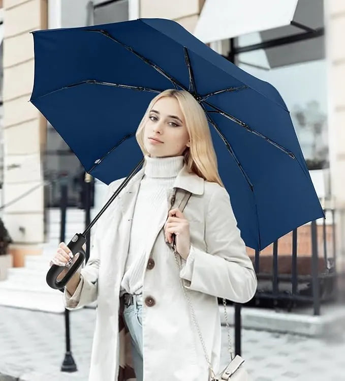 Umbrella for Men Women || Folding Umbrella With Carabiner Handle(Blue)