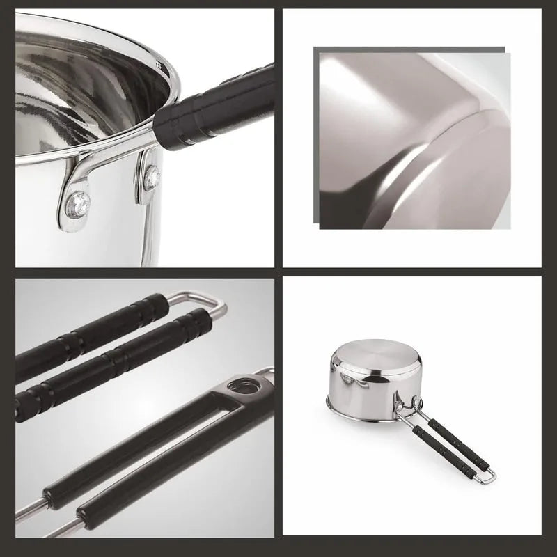 Heavy Gauge Stainless Steel Sauce Pan, Tea Pan, Milk Pan (Silver 1 Litre)