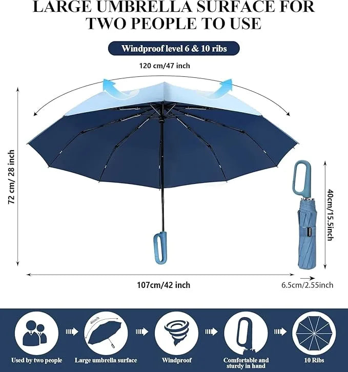 Umbrella for Men Women || Folding Umbrella With Carabiner Handle (Sky)