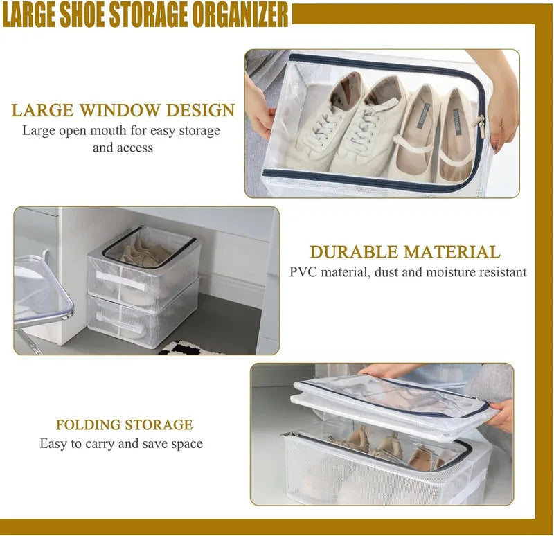 Clear Foldable Shoe Bag | Shoe Box Organizer
