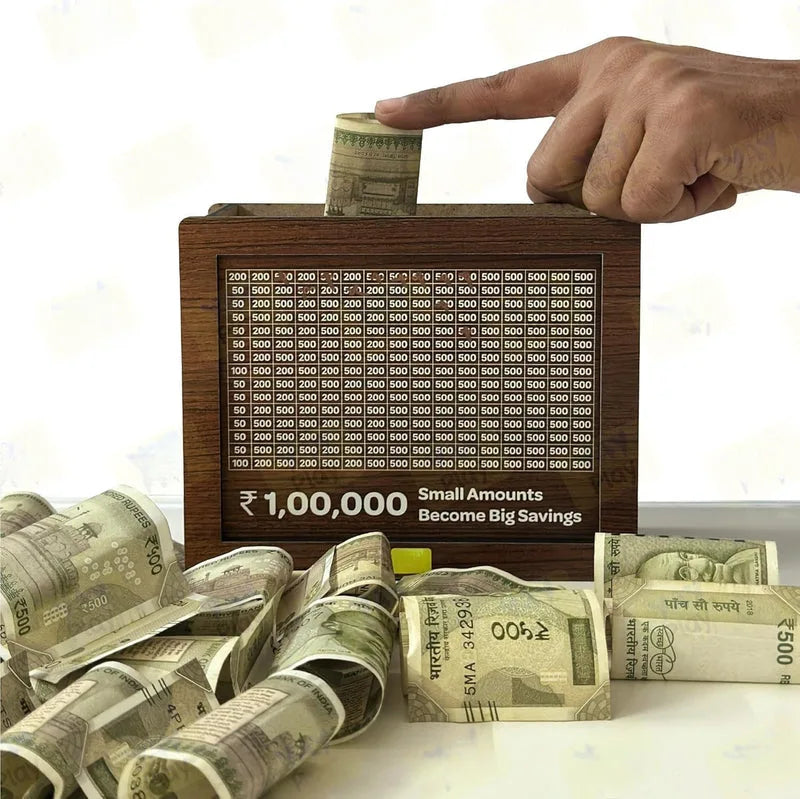 Money Bank Wooden Piggy Bank for Kids & Adults
