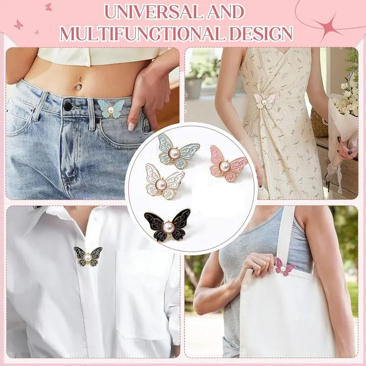 4 Sets Butterfly Jean Buttons Waist Tightener for Loose Pants