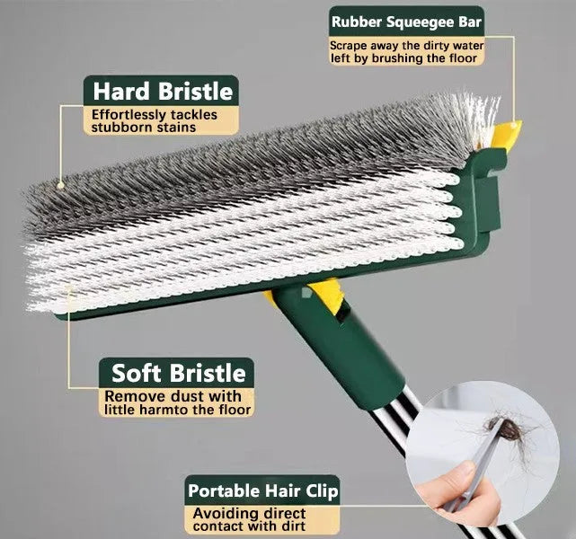3 in 1 Multifunctional Floor Scrub Brush with Long Handle 180°Rotating