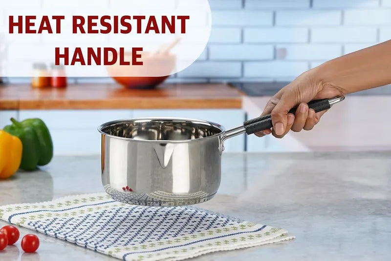 Heavy Gauge Stainless Steel Sauce Pan, Tea Pan, Milk Pan (Silver 1 Litre)