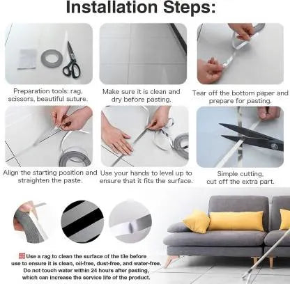 Tile Stickers Decorative Floor Wall Sticker Foil Line Peel